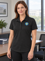 TREAS Women's Polo — Black lifestyle product photograph