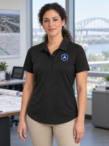 DOT Women's Polo — Black lifestyle product photograph