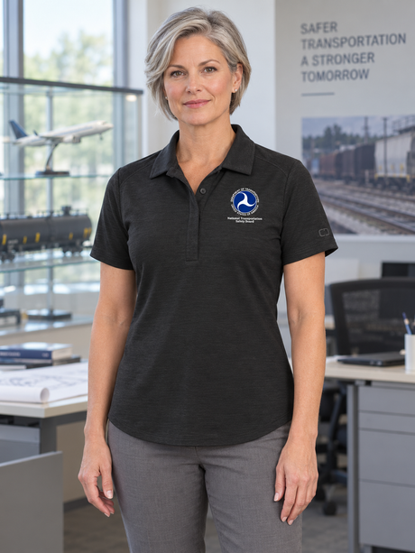 NTSB Women's Polo — Black lifestyle product photograph