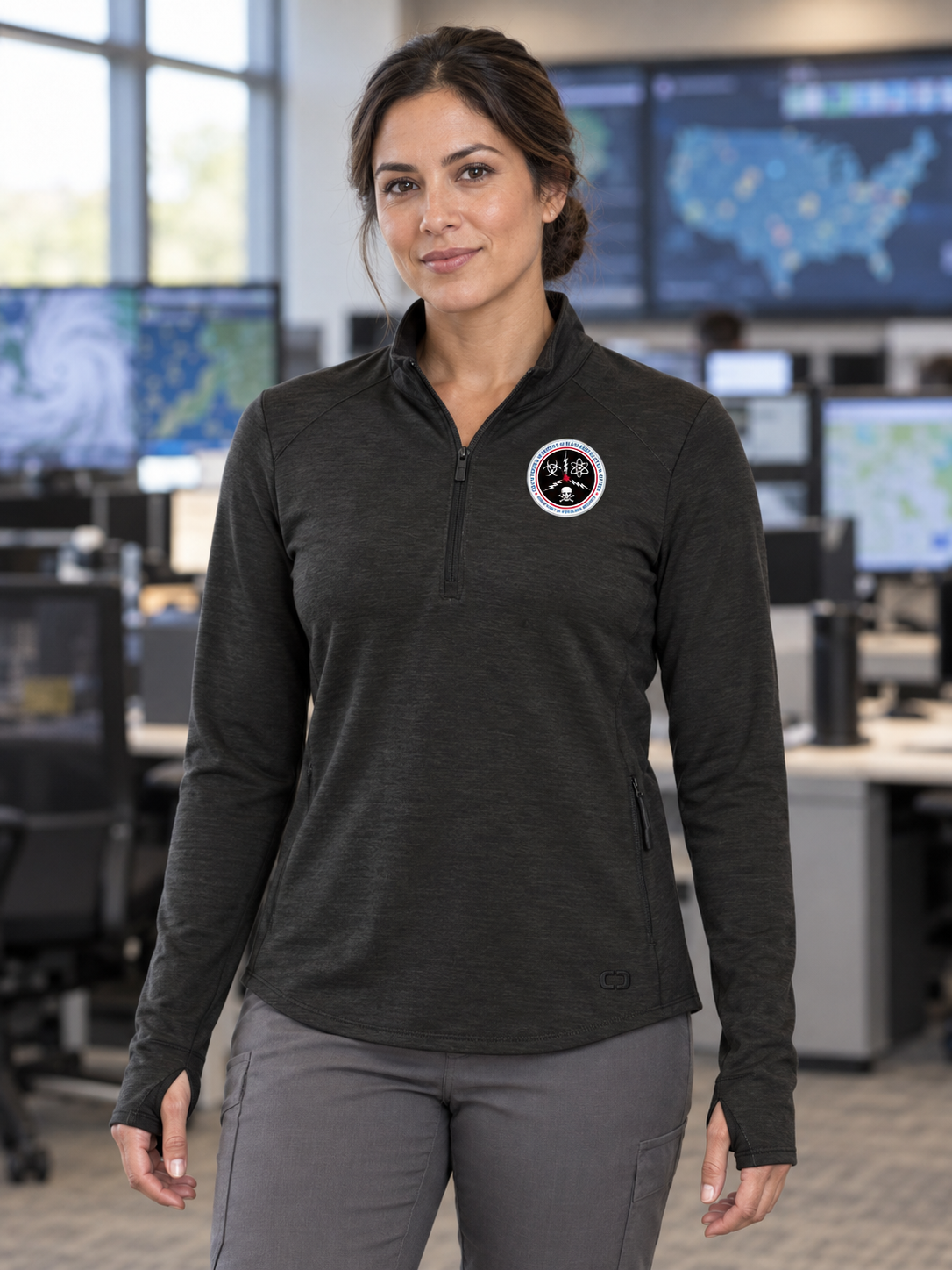 CWMD Women's Motion 1/4 Zip — Black lifestyle product photograph
