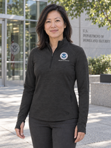 MGMT  Women's Motion 1/4 Zip — Black lifestyle product photograph