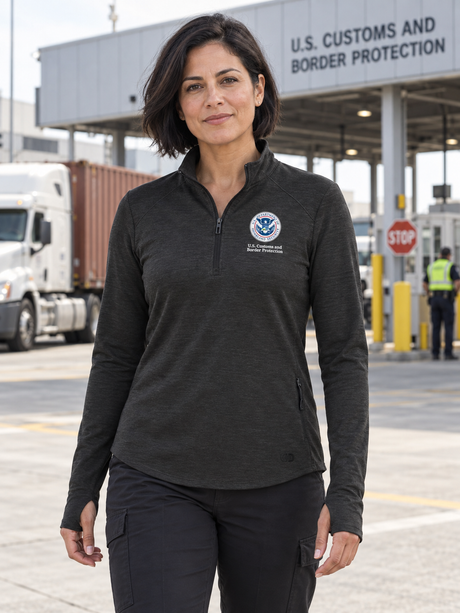 CBP Women's Motion 1/4 Zip — Black lifestyle product photograph
