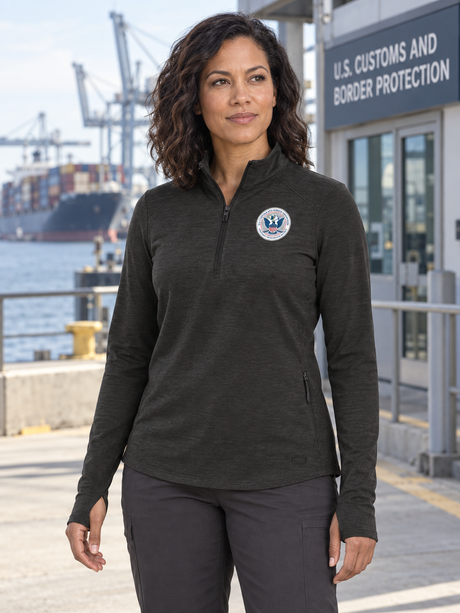 CBP Women's Motion 1/4 Zip — Black lifestyle product photograph