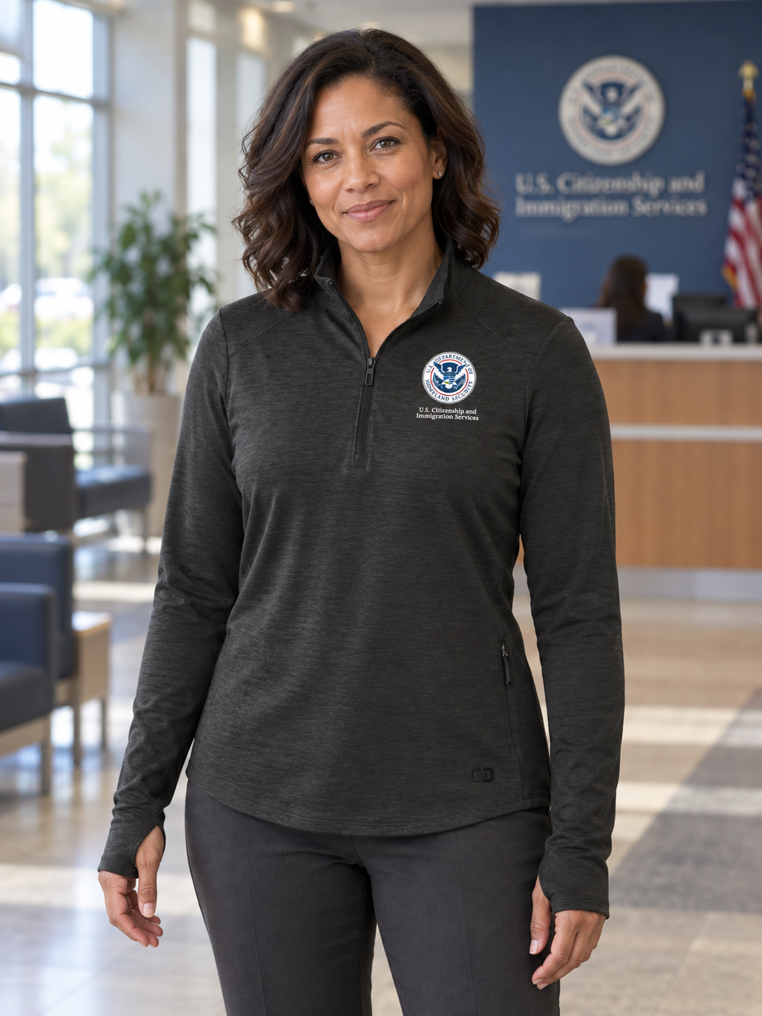 USCIS Women's Motion 1/4 Zip — Black lifestyle product photograph