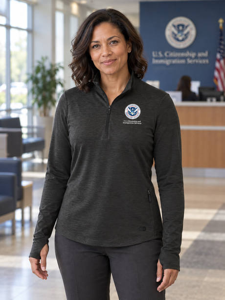 USCIS Women's Motion 1/4 Zip — Black lifestyle product photograph