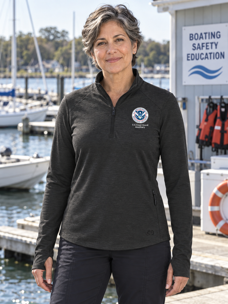 USCGA Women's Motion 1/4 Zip — Black lifestyle product photograph