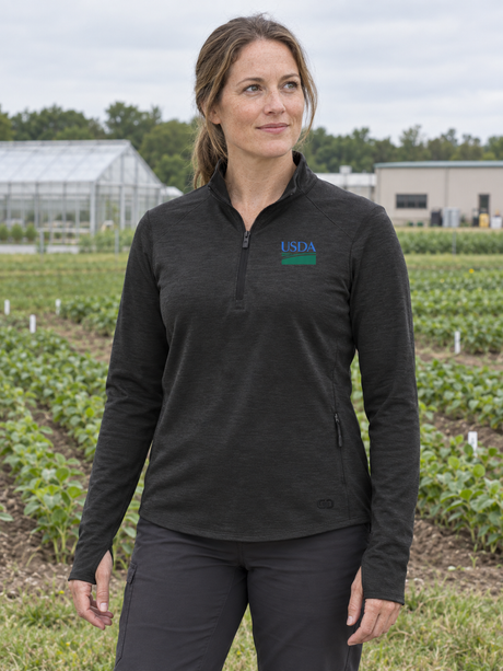 USDA Women's Motion 1/4 Zip — Black lifestyle product photograph