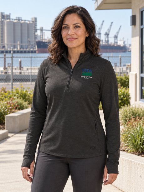 FAS Women's Motion 1/4 Zip — Black lifestyle product photograph