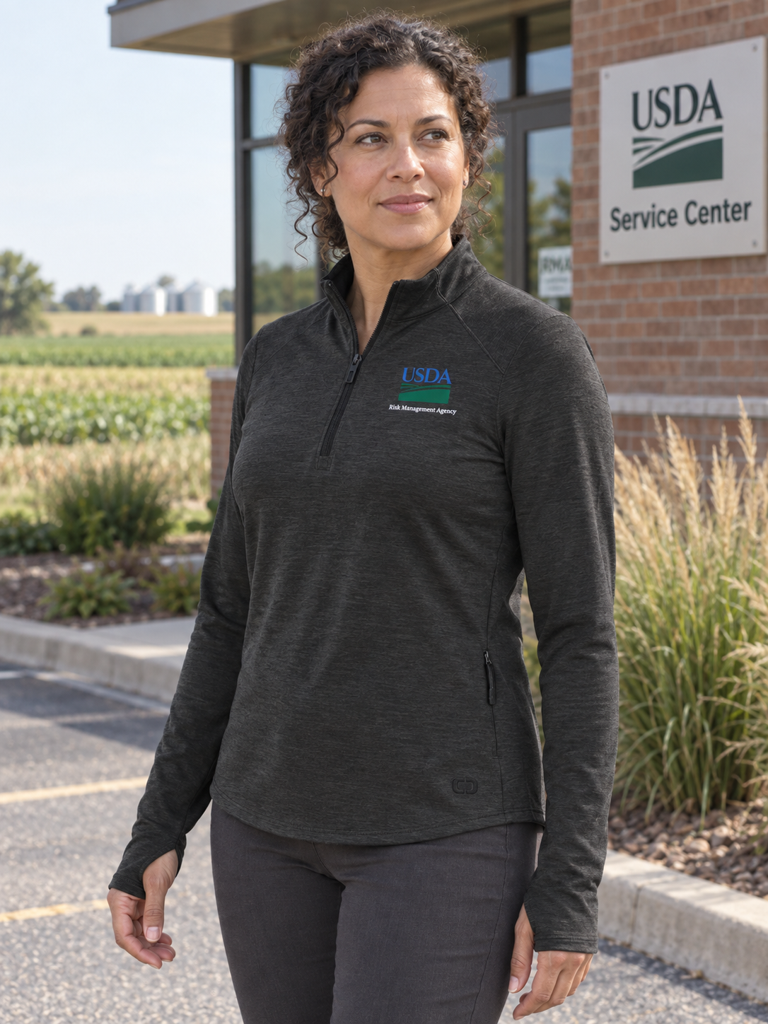 RMA Women's Motion 1/4 Zip — Black lifestyle product photograph