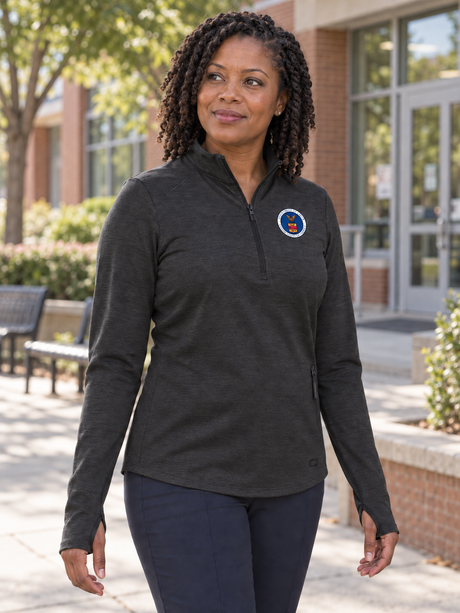 Department of Labor Women's Motion 1/4 Zip — Black lifestyle product photograph