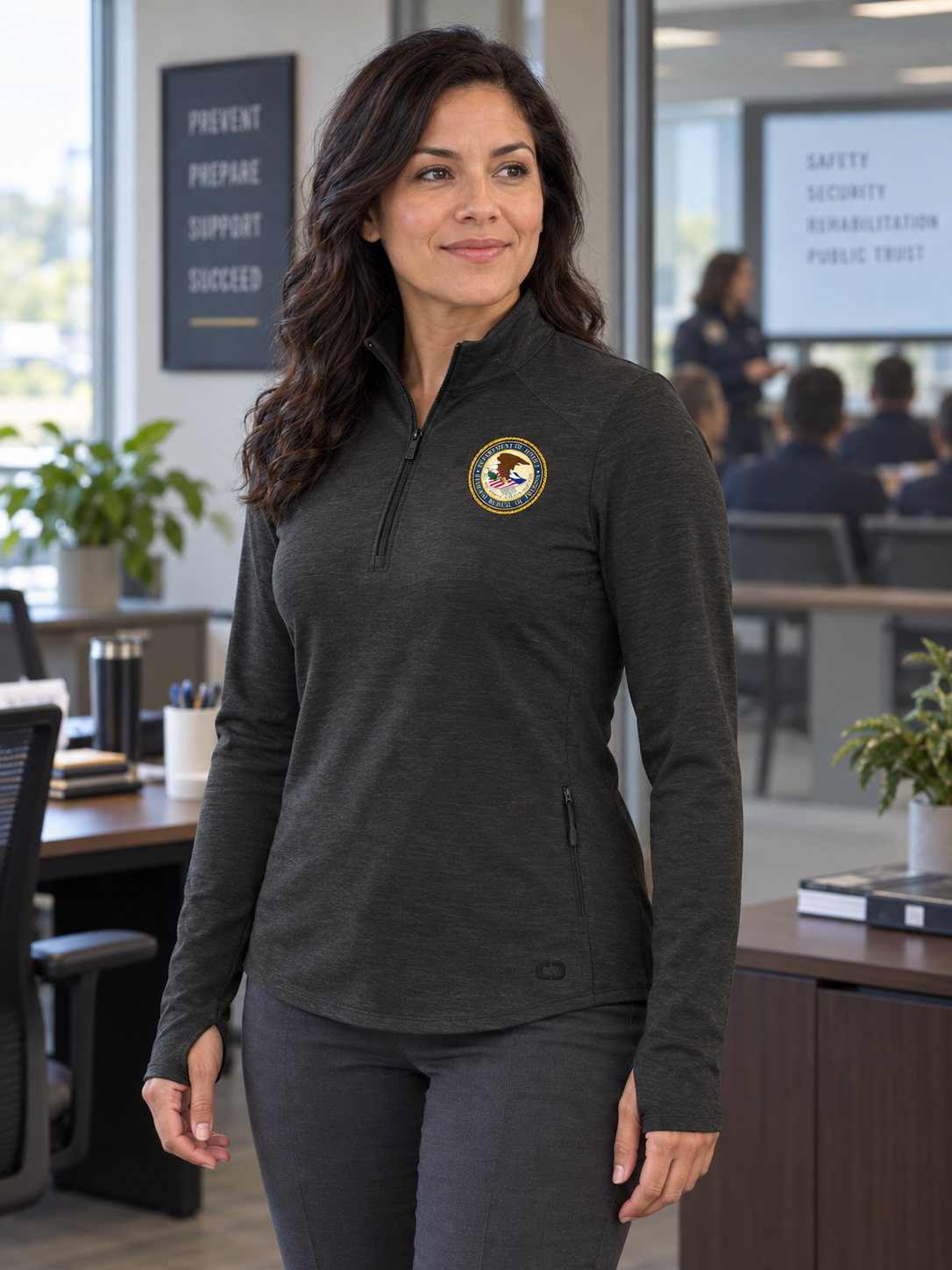 BOP Women's Motion 1/4 Zip — Black lifestyle product photograph