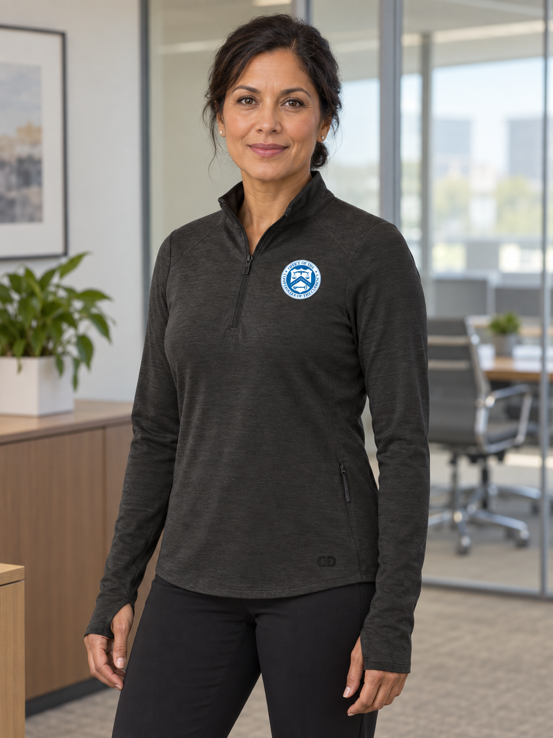 OCC Women's Motion 1/4 Zip — Black lifestyle product photograph