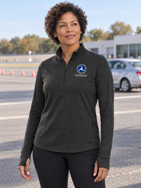 NHTSA Women's Motion 1/4 Zip — Black lifestyle product photograph
