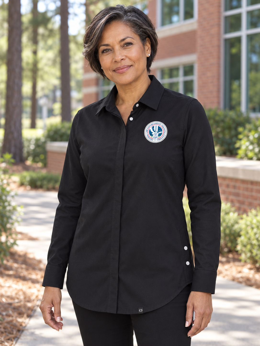 FLETC Women's Commuter Shirt — Black lifestyle product photograph