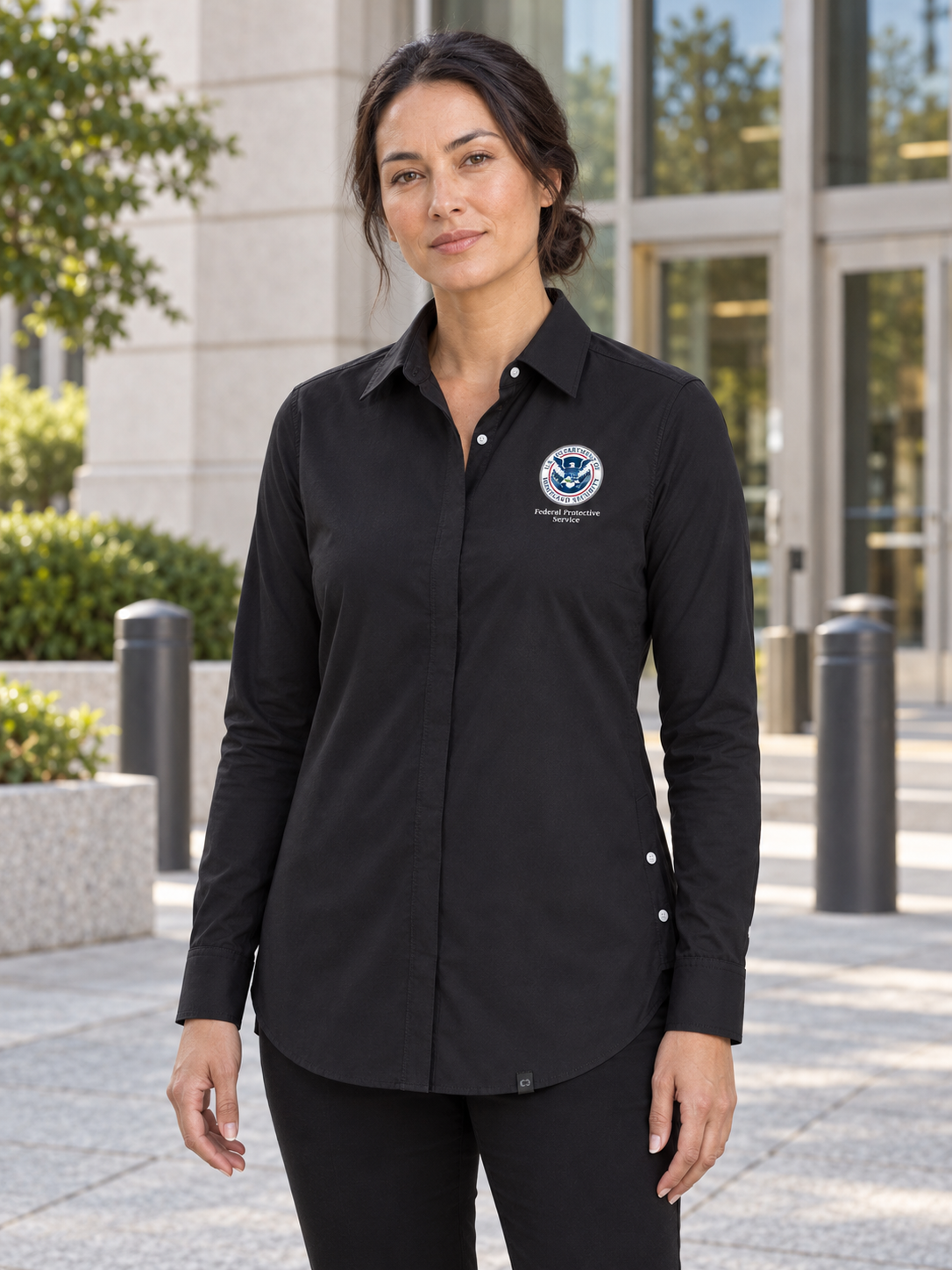 FPS Women's Commuter Shirt — Black lifestyle product photograph
