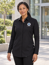 OHS Women's Commuter Shirt — Black lifestyle product photograph