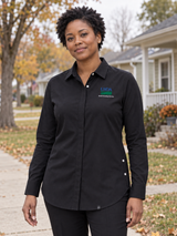 RHS Women's Commuter Shirt — Black lifestyle product photograph