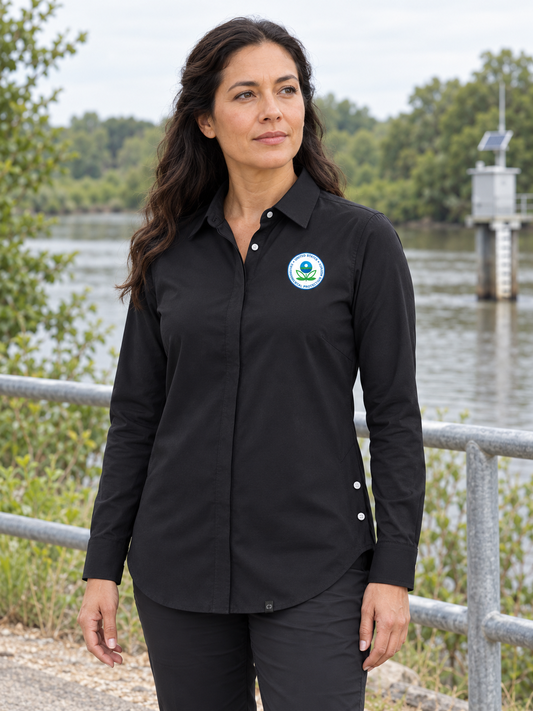 EPA Women's Commuter Shirt — Black lifestyle product photograph