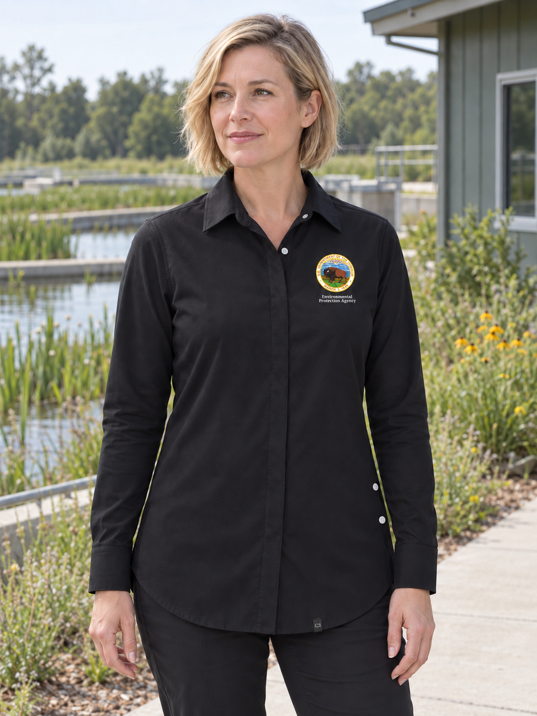 EPA Women's Commuter Shirt — Black lifestyle product photograph