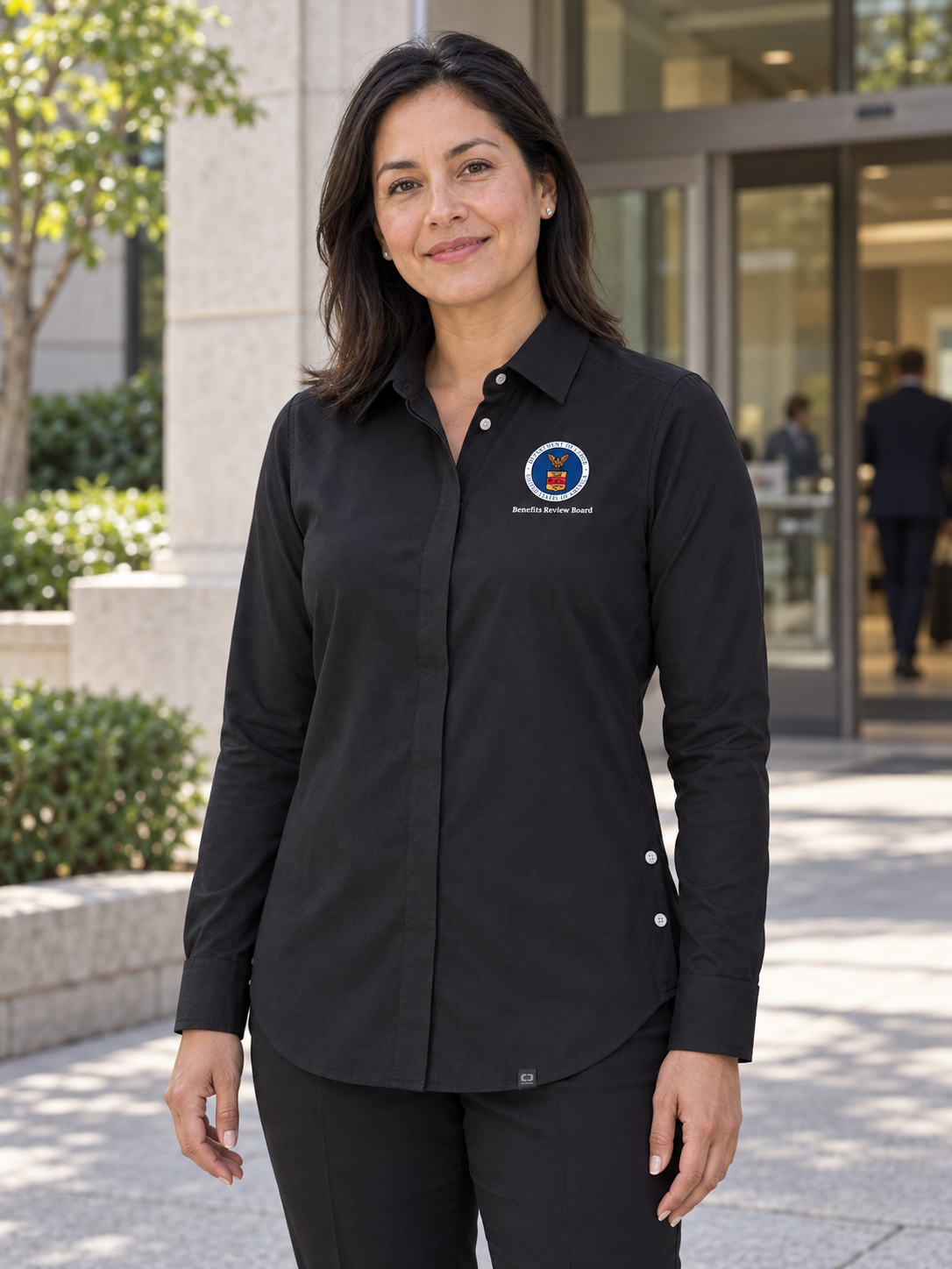 BRB Women's Commuter Shirt — Black lifestyle product photograph