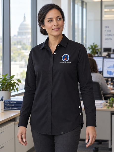 BLS Women's Commuter Shirt — Black lifestyle product photograph