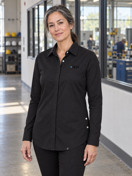 OSHA Women's Commuter Shirt — Black lifestyle product photograph