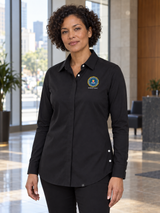 FBI Women's Commuter Shirt — Black lifestyle product photograph