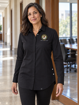 OAG Women's Commuter Shirt — Black lifestyle product photograph