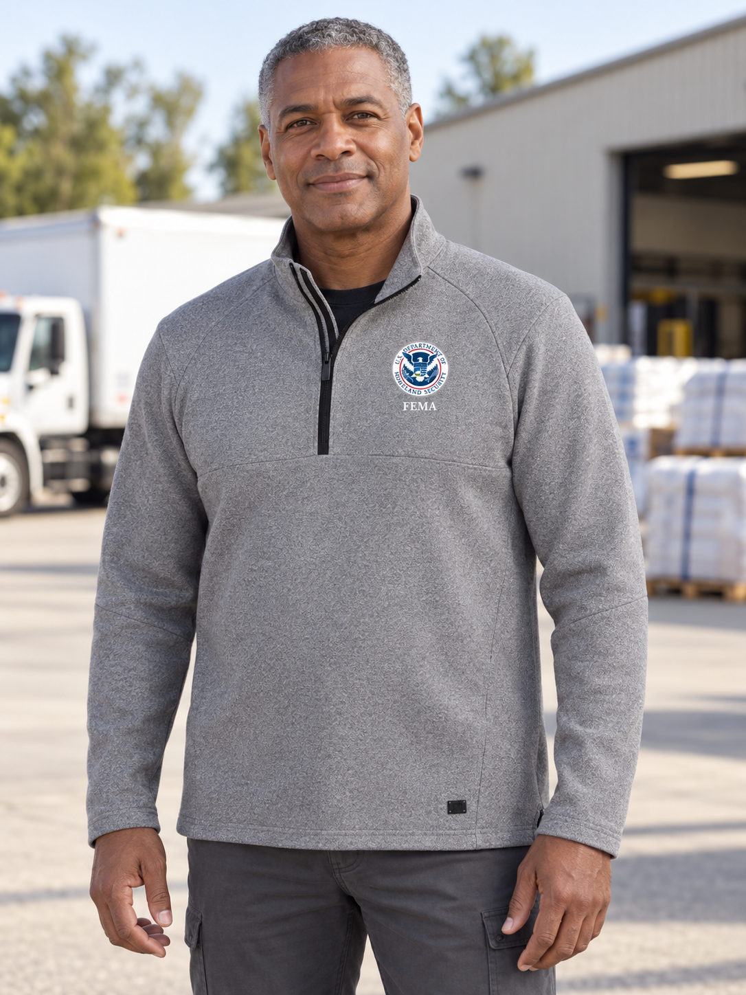 FEMA Men's Transition Quarter Zip — Light Gray lifestyle product photograph