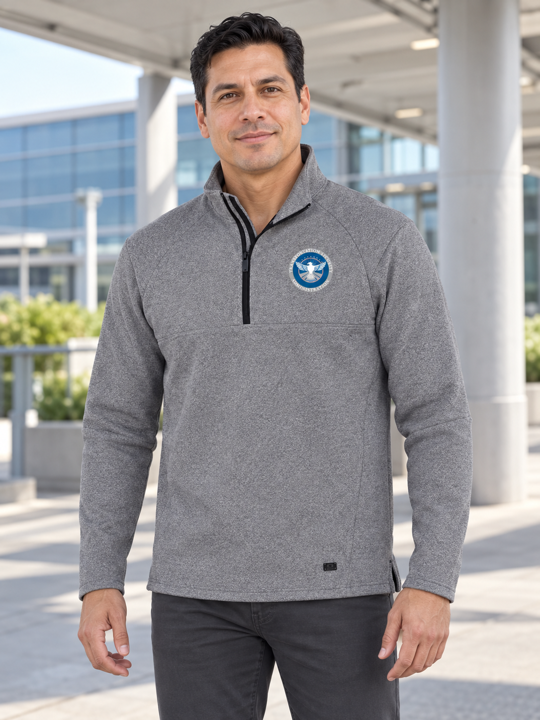 TSA Men's Transition Quarter Zip — Light Gray lifestyle product photograph