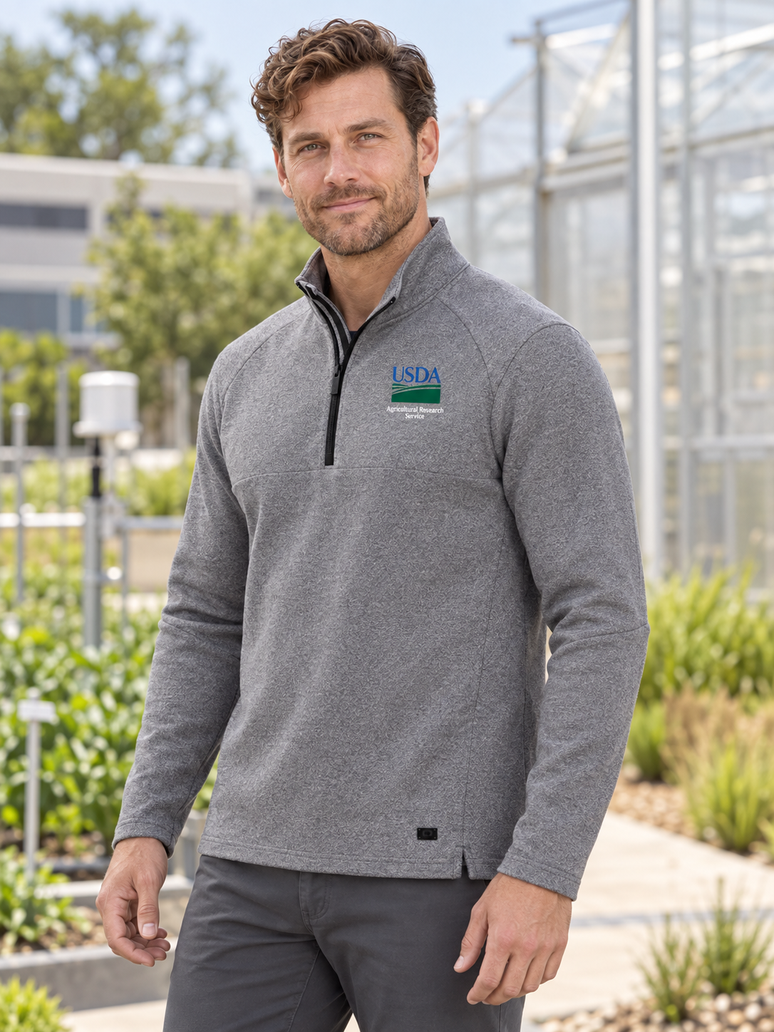 ARS Men's Transition Quarter Zip — Light Gray lifestyle product photograph