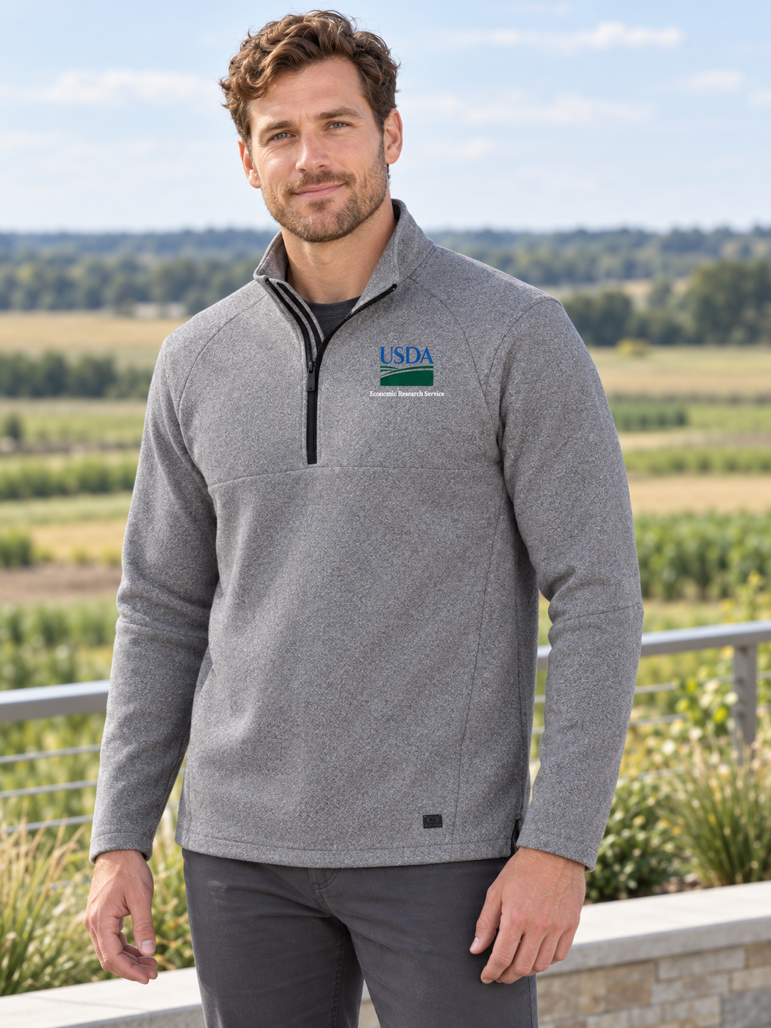 ERS Men's Transition Quarter Zip — Light Gray lifestyle product photograph
