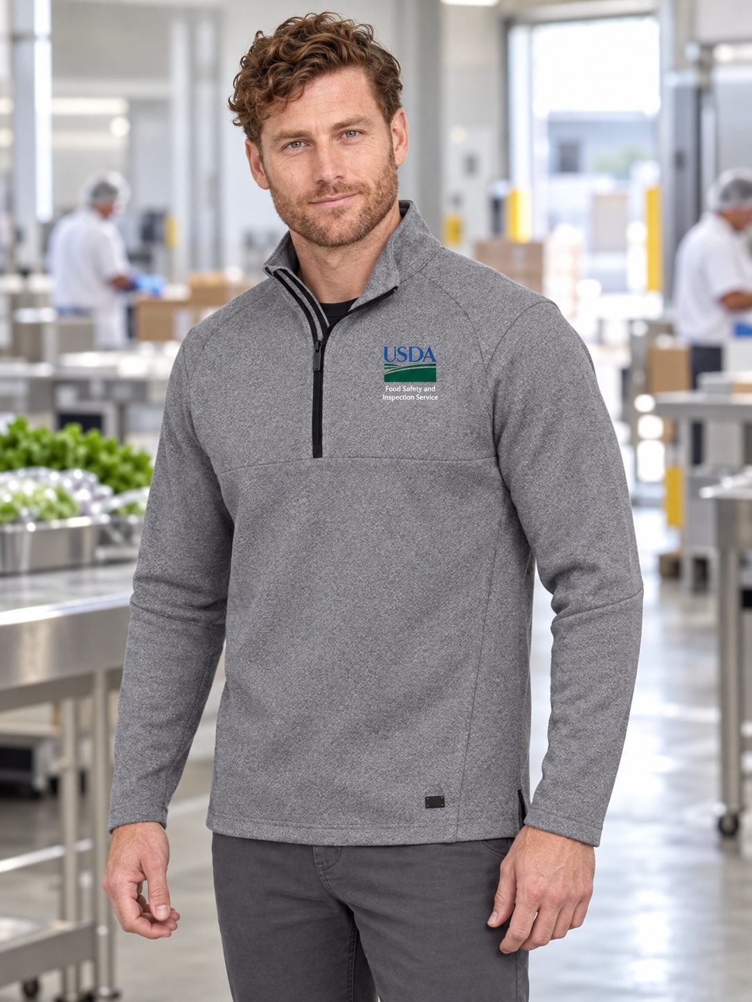 FSIS Men's Transition Quarter Zip — Light Gray lifestyle product photograph