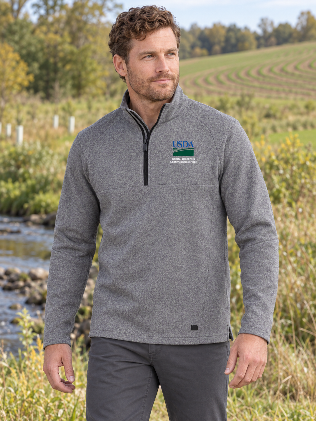 NRCS Men's Transition Quarter Zip — Light Gray lifestyle product photograph