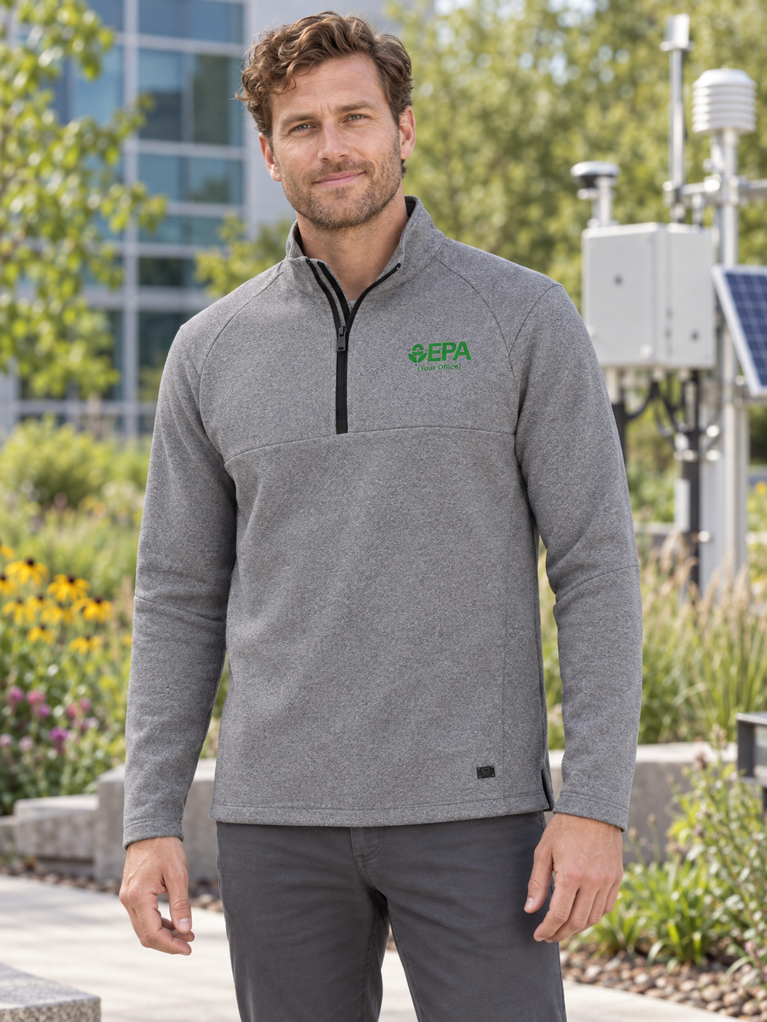 EPA Men's Transition Quarter Zip — Light Gray lifestyle product photograph