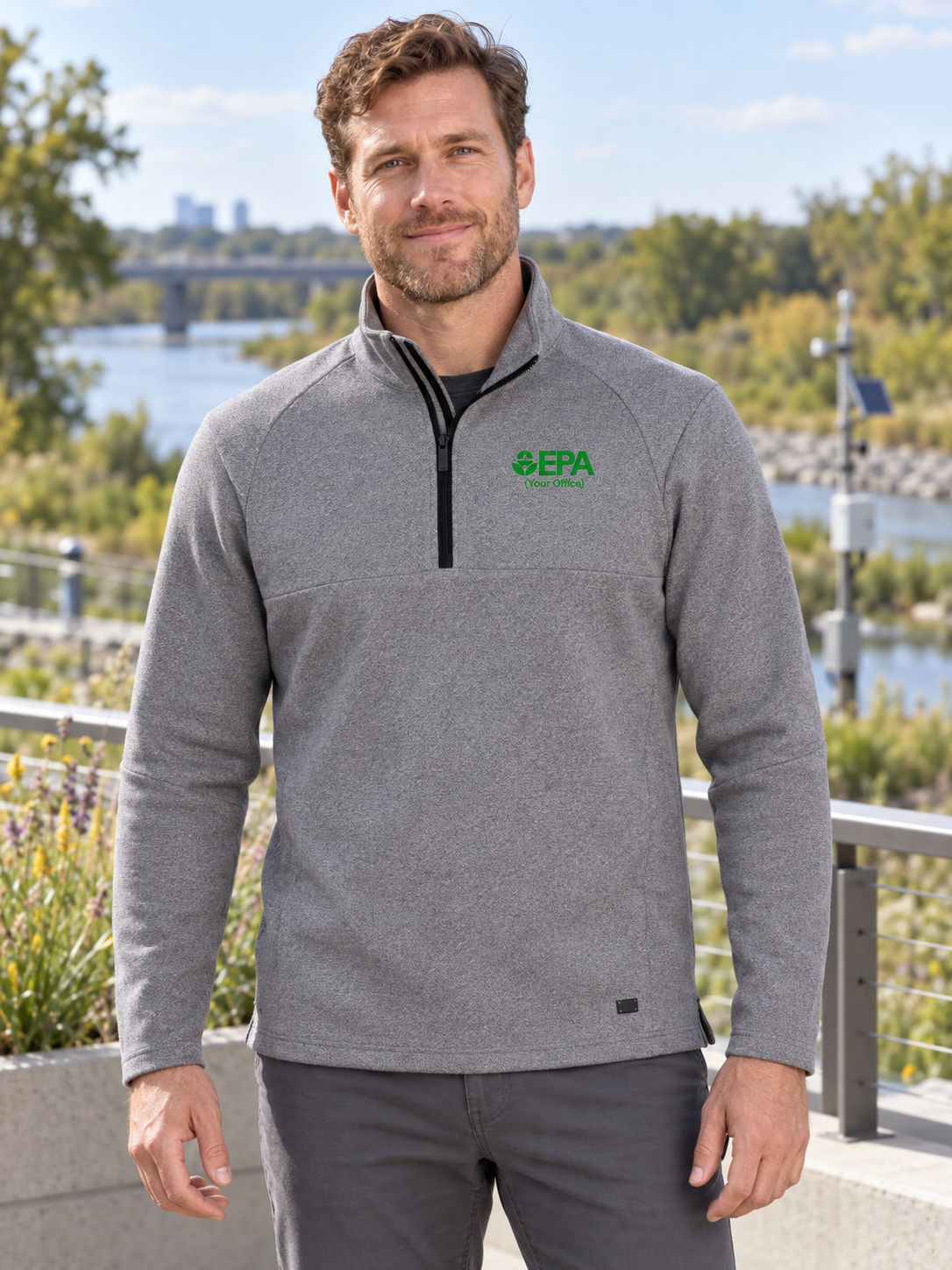 EPA by Office Men's Transition Quarter Zip — Light Gray lifestyle product photograph