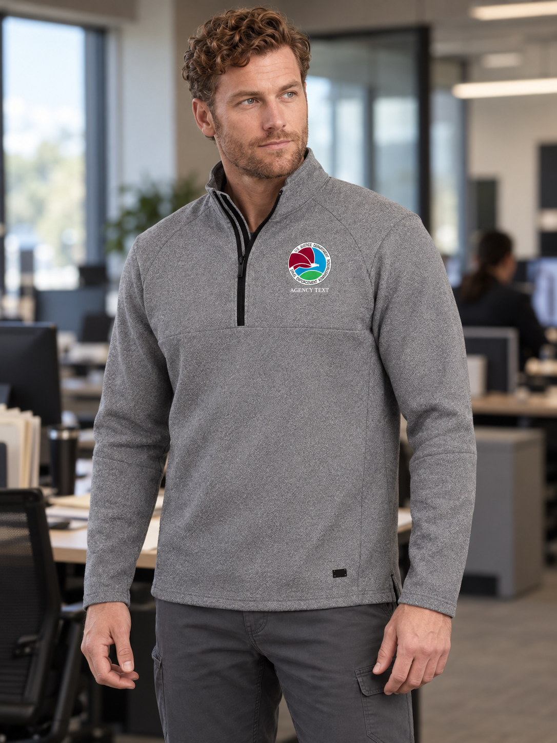 DEA Men's Transition Quarter Zip — Light Gray lifestyle product photograph