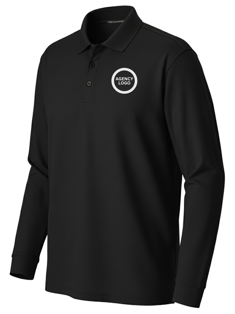 Men's Long Sleeve Agency Polo Black - FEDS Apparel government employee uniform shirt