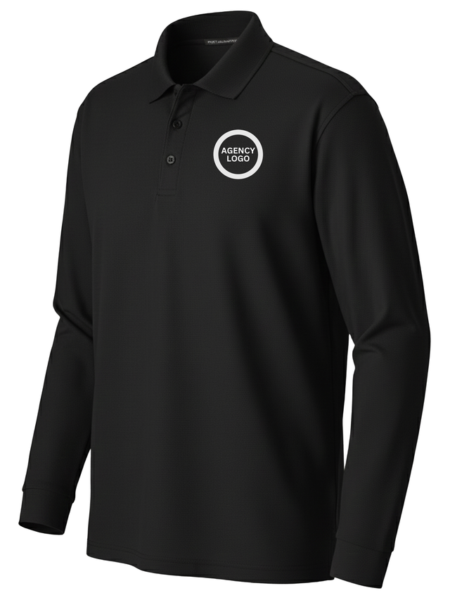 Men's Long Sleeve Agency Polo Black - FEDS Apparel government employee uniform shirt