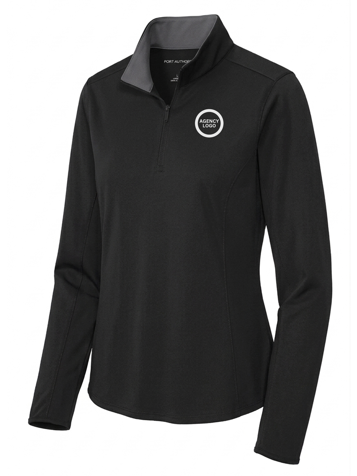 Agency Logo Women's Dri Fit 1/4 Zip  Black government employee uniform shirt