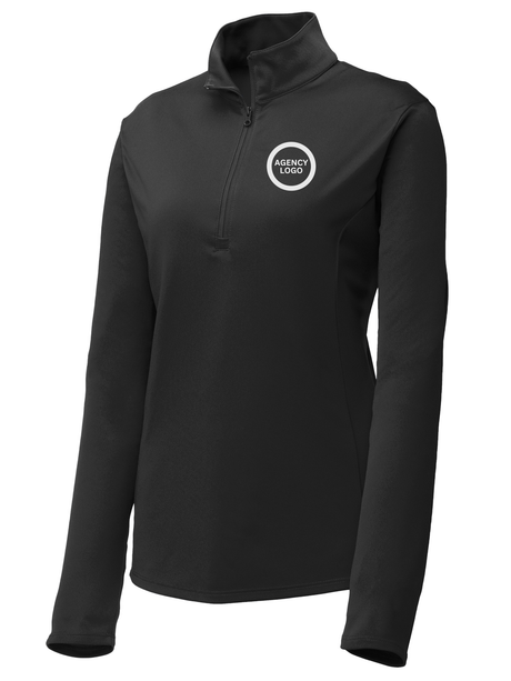 Agency Logo Women's Lightweight Dri Fit 1/4 Zip  Black government employee uniform shirt