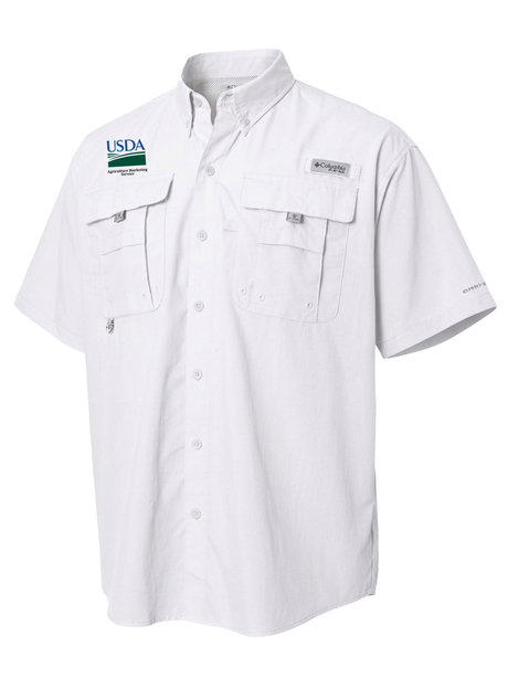 Agriculture Marketing Service (AMS) Men's Columbia Bahama™ II Button Up Short Sleeve  White government employee uniform shirt