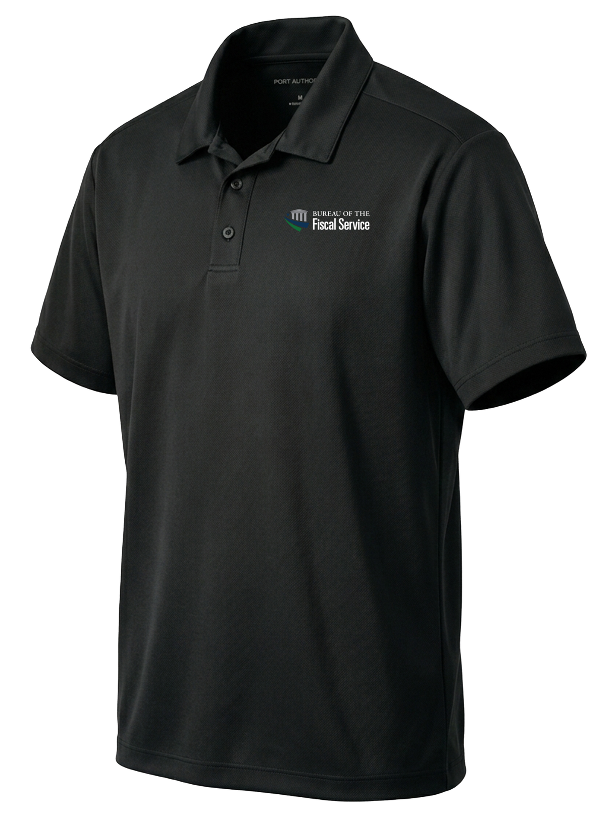 The Bureau of the Fiscal Service (BFS) Men's Dri Fit Polo  Black government employee uniform shirt