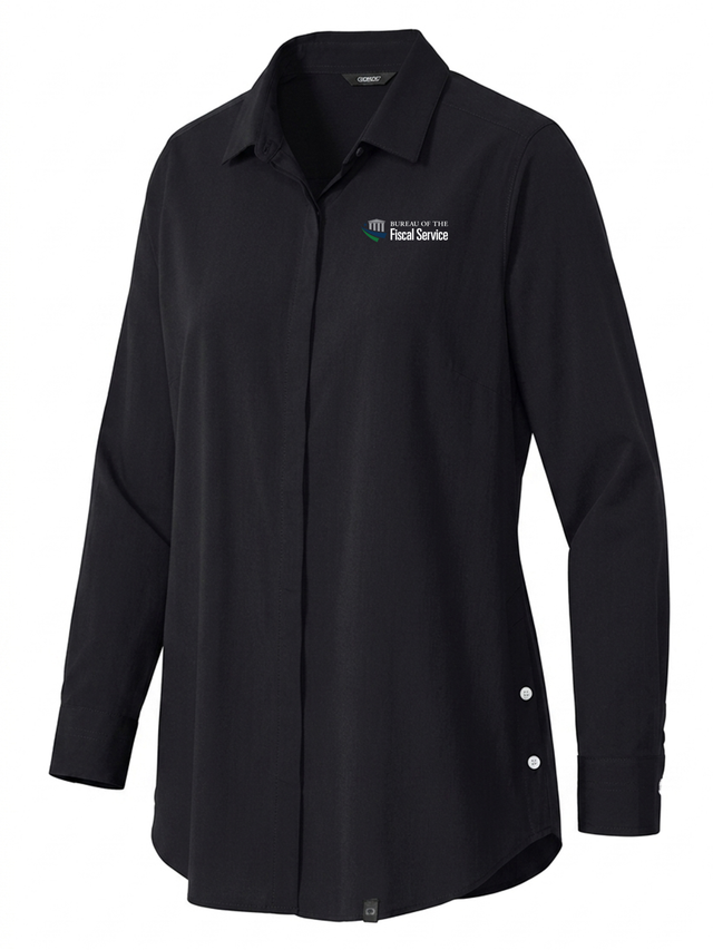 The Bureau of the Fiscal Service (BFS) Women's Commuter Shirt  Black government employee uniform shirt