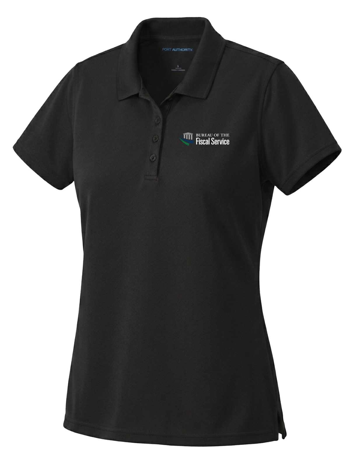 The Bureau of the Fiscal Service (BFS) Women's Dri Fit Polo  Black government employee uniform shirt