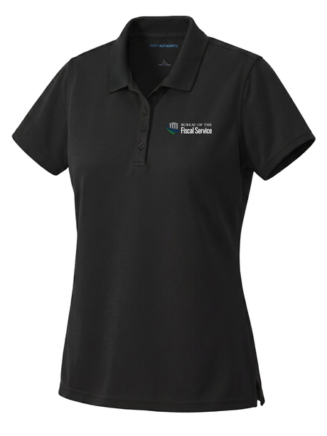 The Bureau of the Fiscal Service (BFS) Women's Dri Fit Polo  Black government employee uniform shirt