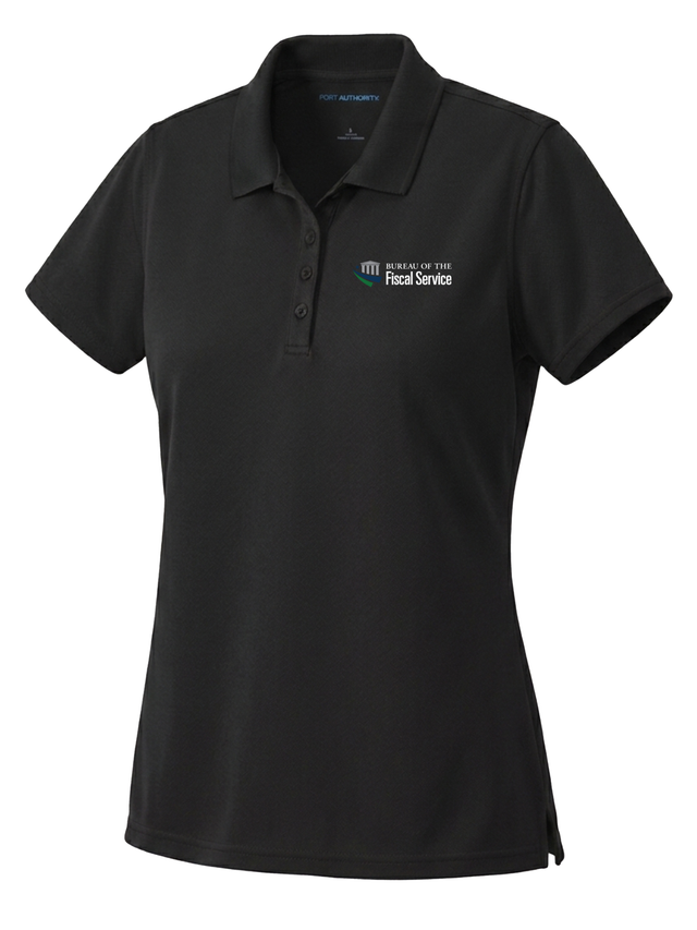 The Bureau of the Fiscal Service (BFS) Women's Dri Fit Polo  Black government employee uniform shirt