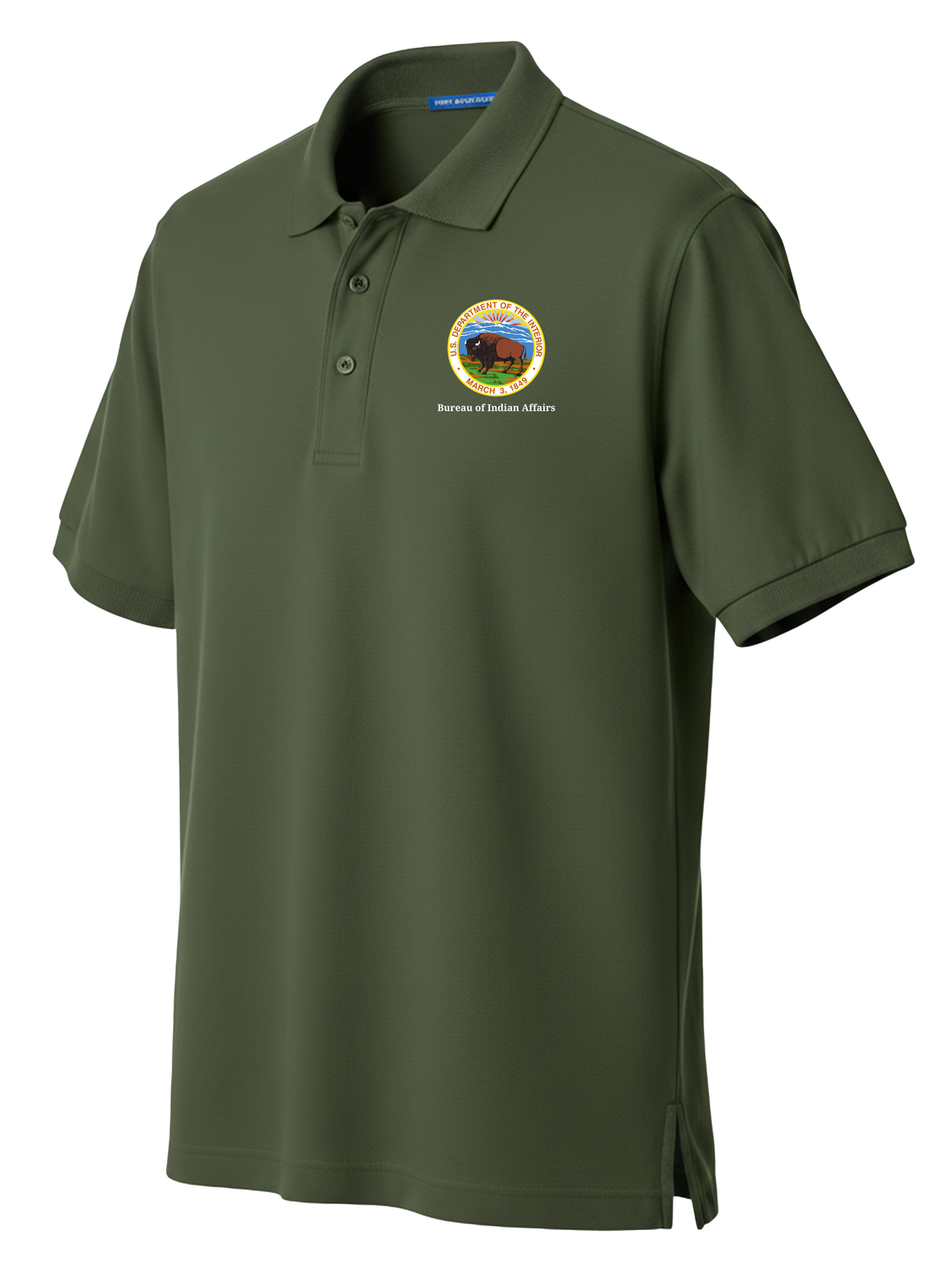 Bureau of Indian Affairs (BIA) Men's Polo  Drab Green government employee uniform shirt