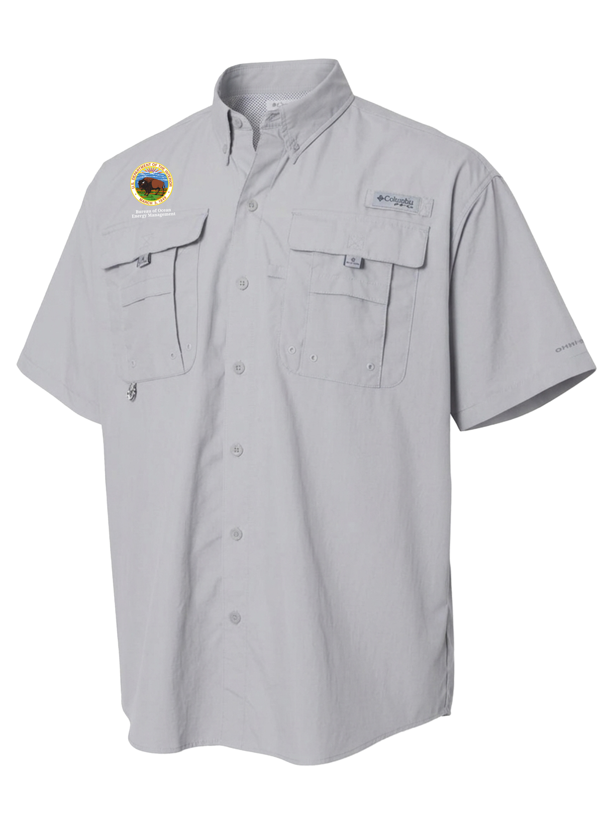 Bureau of Ocean Energy Management (BOEM) Men's Columbia Bahama™ II Button Up Short Sleeve  Cool Grey government employee uniform shirt