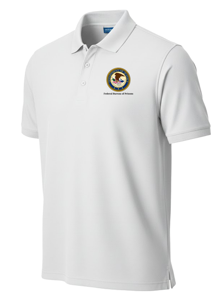 Federal Bureau of Prisons (BOP) Men's Polo  White government employee uniform shirt